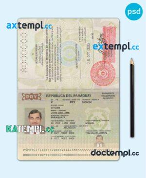 sample Paraguay passport template in PSD format download