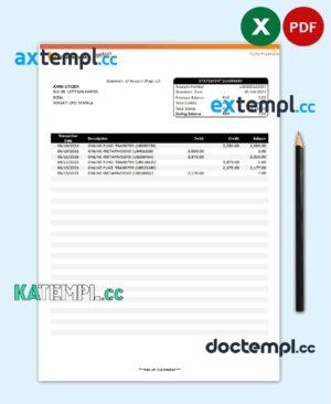 sample Philippines Unionbank bank statement template in Excel and PDF format download