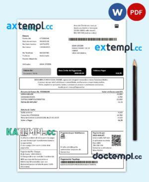sample Portugal MEO utility bill template in Word and PDF format, fully editable download