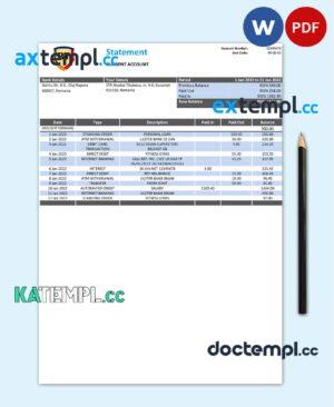 sample Romania Banca Transilvania bank statement template in Word and PDF format, version 2 download