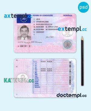 sample Romania driving license template in PSD format download