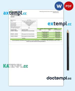 sample Romania Garanti BBVA bank proof of address statement template in Word and PDF format download