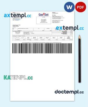 sample Romania Gaz Est utility bill Word and PDF template download