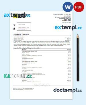 sample Romania Raiffeisen bank statement template in Word and PDF format (in Romanian language) download