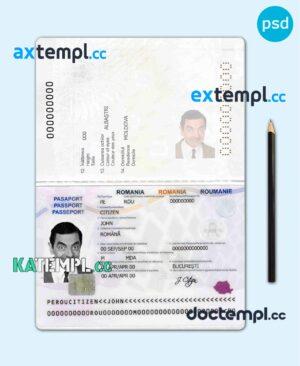 sample Romania passport template in PSD format download