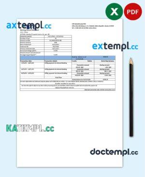 sample Russia VTB bank statement easy to fill template in .xls and .pdf file format download