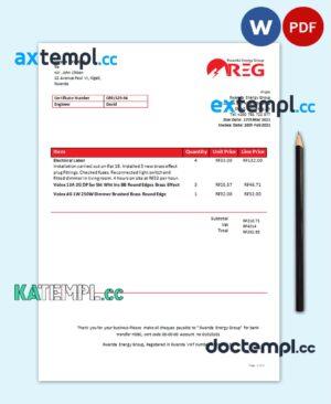 sample Rwanda Energy Group electricity utility bill template in Word and PDF format download
