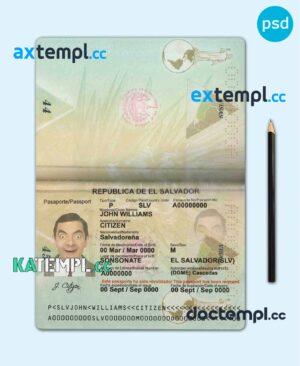 sample Salvador passport template in PSD format, fully editable download