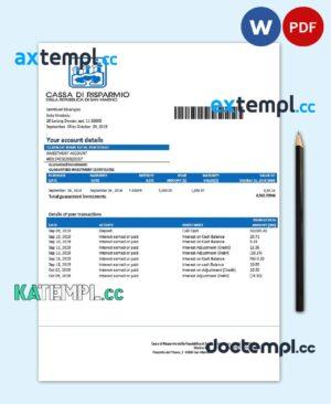 sample San Marino Cassa di Risparmio bank proof of address statement template in Word and PDF format download