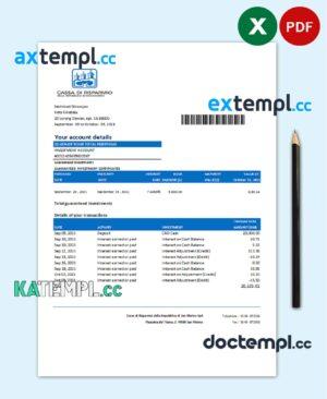 sample San Marino Cassa di Risparmio bank statement easy to fill template in Excel and PDF format download