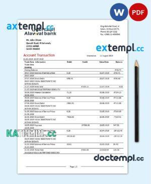 sample Saudi Arabia Alawwal Bank statement template in Word and PDF format, good for address prove download