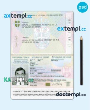 sample Serbia Democratic passport template in PSD format, 2008-2016 download