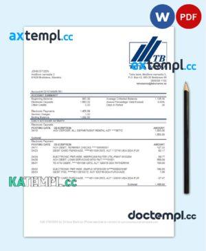 sample Slovakia Tatra Bank proof of address statement template in Word and PDF format download