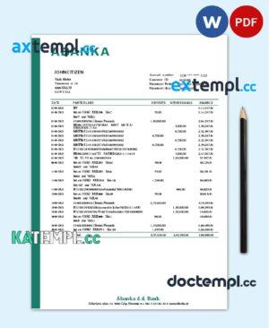 sample Slovenia Abanka d.d bank statement template in Word and PDF format download