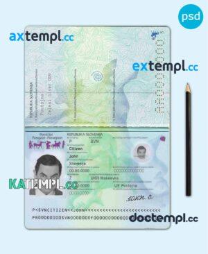 sample Slovenia passport template in PSD format, fully editable download