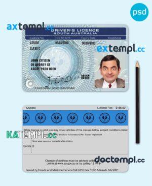 sample South Australia driving license template in PSD format, fully editable, with all fonts download