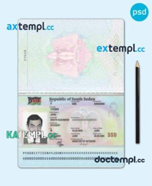 sample South Sudan passport template in PSD format, fully editable download