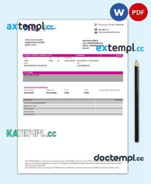 sample Spain Self Bank proof of address statement template in Word and PDF format, .doc and .pdf format download