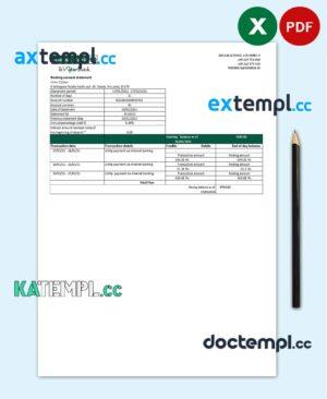 sample Sri Lanka Amana Bank statement easy to fill template in Excel and PDF format download