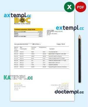 sample Sri Lanka Bank of Ceylon bank statement easy to fill template in .xls and .pdf file format download