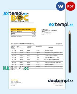 sample Sri Lanka Bank of Ceylon bank statement template in Word and PDF format, good for address prove download