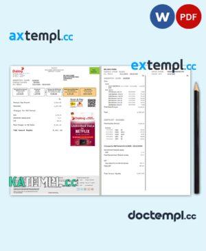 sample Sri Lanka Dialog utility bill template in Word and PDF format (2 pages) download