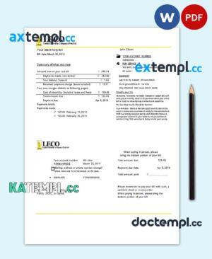 sample Sri Lanka LECO Company electricity utility bill template in Word and PDF format download