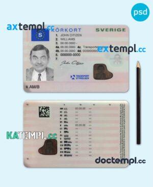 sample Sweden driving license PSD template, with fonts download