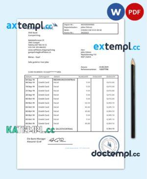 sample Switzerland Credit Suisse bank proof of address statement template in Word and PDF format (.doc and .pdf) download