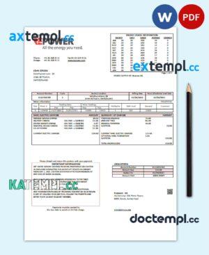 sample Switzerland Repower AG utility bill template, fully editable in Word and PDF format download