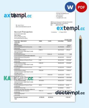 sample Switzerland UBS bank proof of address statement template in Word and PDF format, version 1 download