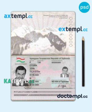 sample Tajikistan passport template in PSD format download