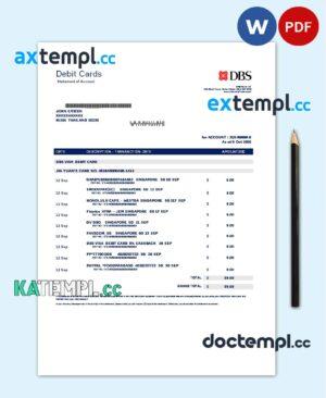 sample Thailand DBS bank proof of address statement template in Word and PDF format download