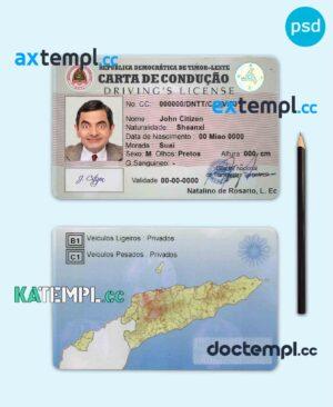 sample Timor-Leste driving license template in PSD format, fully editable download