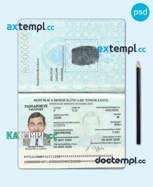 sample Timor-Leste passport template in PSD format, fully editable download