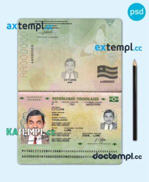 sample Togo passport template in PSD format download