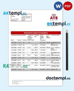 sample Tunisia ATB bank proof of address statement template in Word and PDF format (.doc and .pdf) download