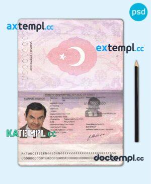 sample Turkey passport template in PSD format, fully editable (2010-2018) download
