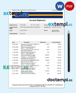 sample UAE Dubai Emirates NBD bank proof of address statement template in Word and PDF format download