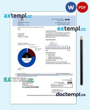 sample USA AEP Texas electricity utility bill template in Word and PDF format download