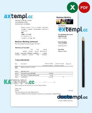 sample USA BMO Bank of Montreal bank proof of address statement template in Excel and PDF format download