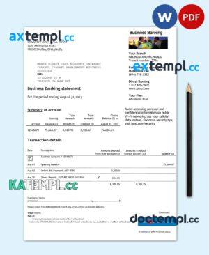 sample USA BMO Bank of Montreal bank proof of address statement template in Word and PDF format download