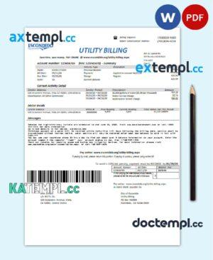 sample USA California Escondido City of Choice utility bill template in Word and PDF format download
