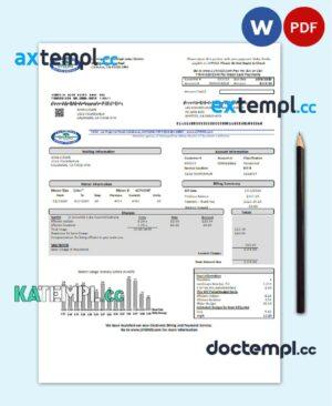 sample USA California Las Virgenes Municipal Water District utility bill template in Word and PDF format download