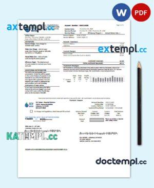 sample USA California Santa Clarita SCV Water utility bill template in Word and PDF format download