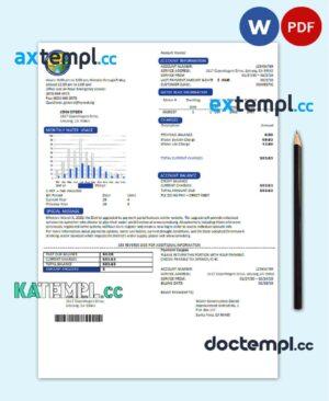 sample USA California Santa Ynez water utility bill template in Word and PDF format download