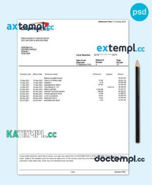 sample USA Capital One bank statement template, fully editable in PSD format, version 2 download