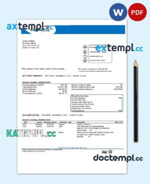 sample USA Capital One bank statement template in Word and PDF format, version 4 download