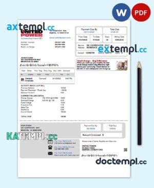 sample USA Colorado United Power utility bill template in Word and PDF format download