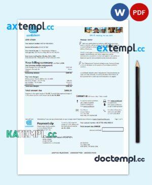 sample USA Con Edison electricity utility bill template in Word and PDF format download